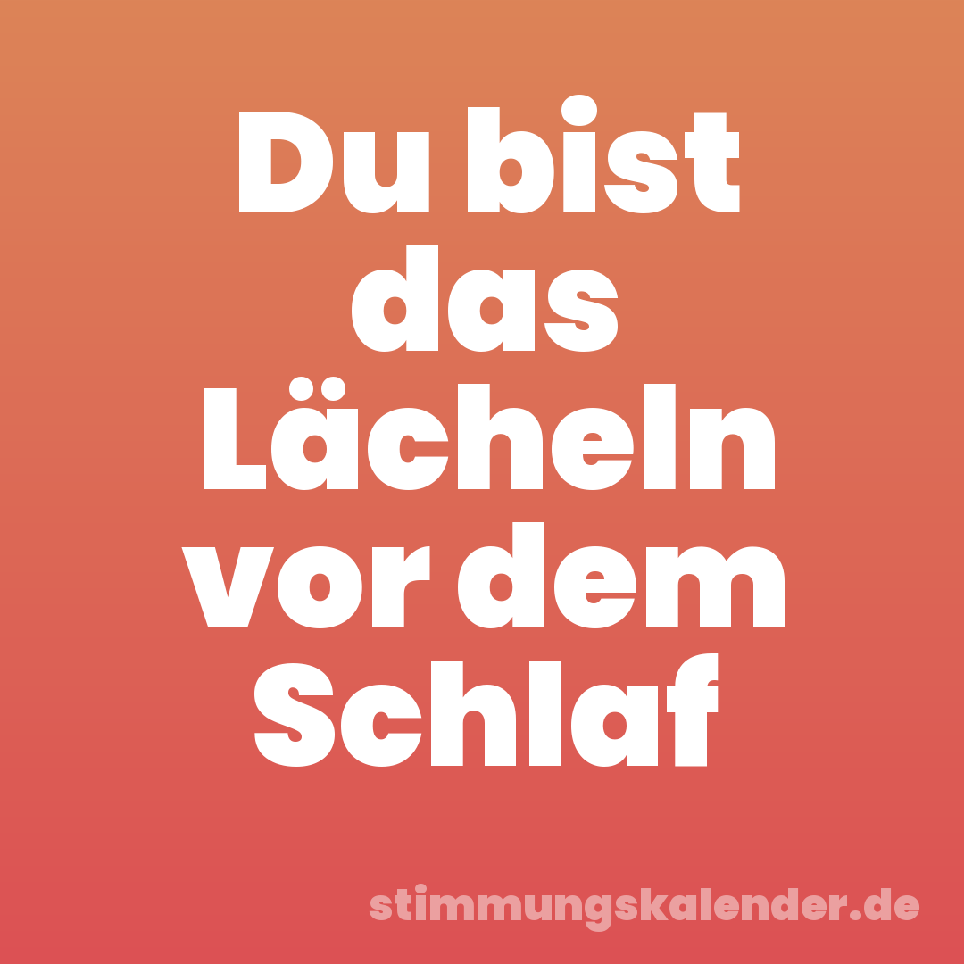 Du bist das Lächeln vor dem Schlaf