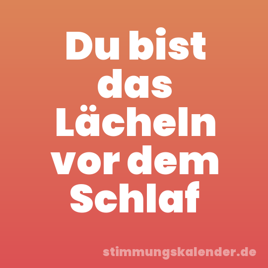 Du bist das Lächeln vor dem Schlaf