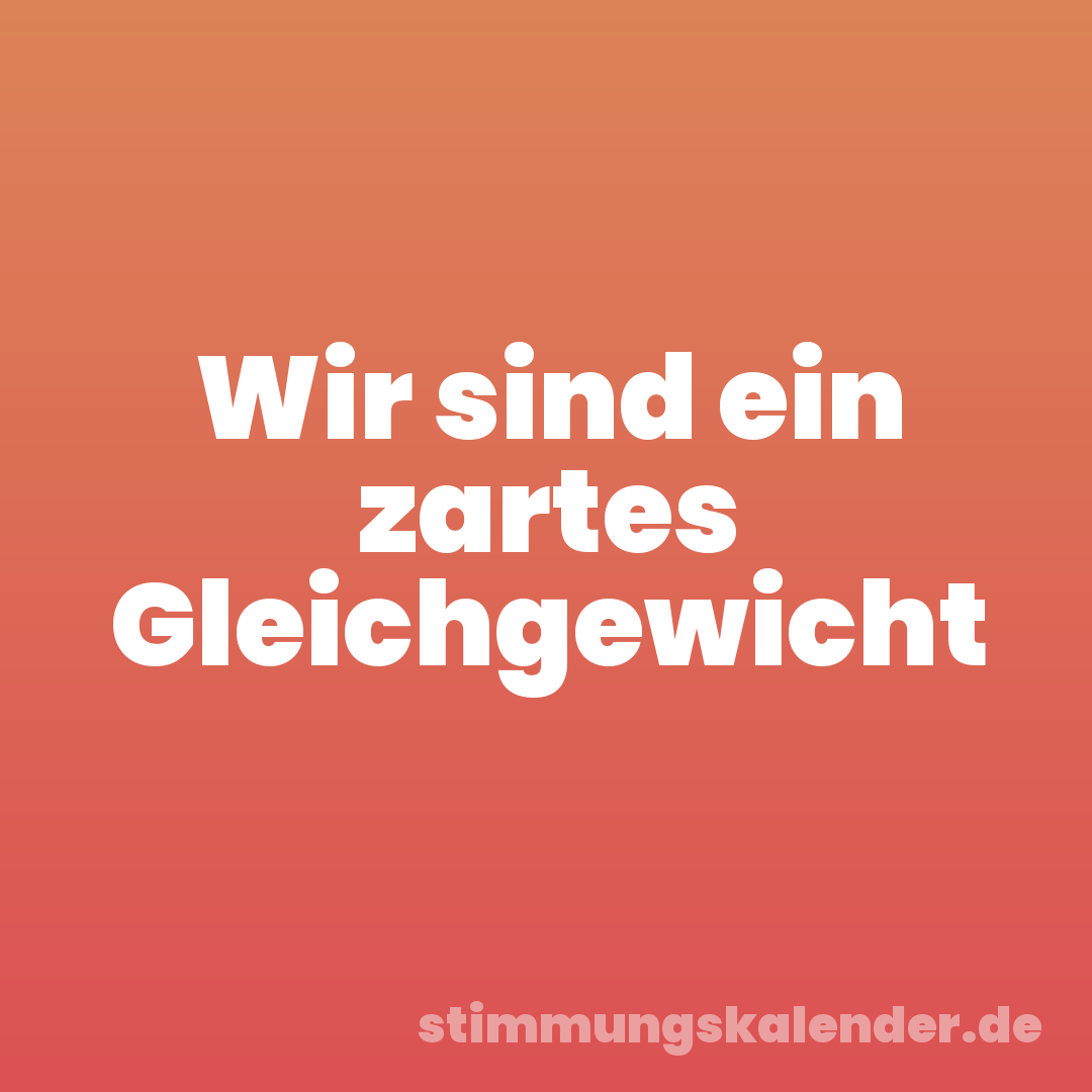 Wir sind ein zartes Gleichgewicht