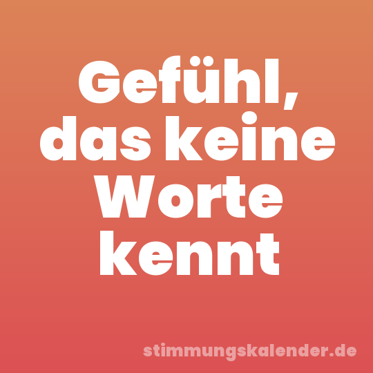 Gefühl, das keine Worte kennt