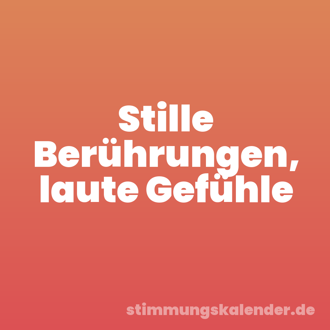 Stille Berührungen, laute Gefühle