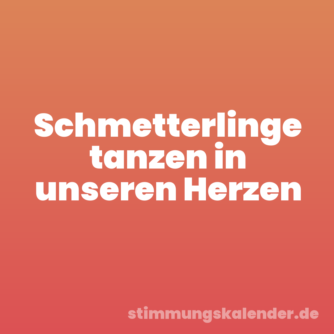 Schmetterlinge tanzen in unseren Herzen