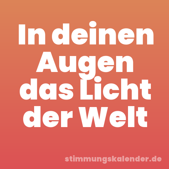 In deinen Augen das Licht der Welt