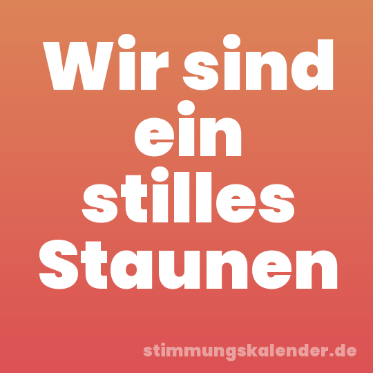 Wir sind ein stilles Staunen