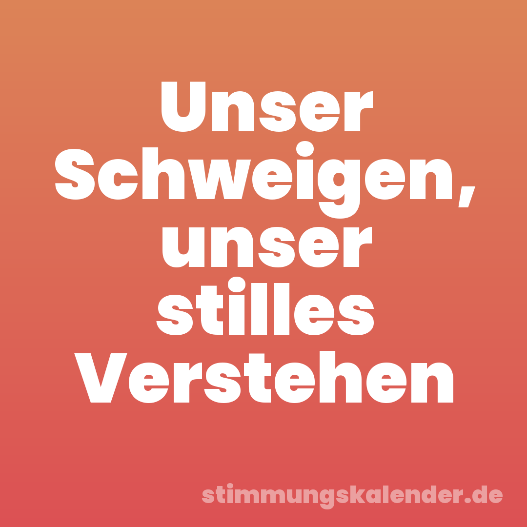 Unser Schweigen, unser stilles Verstehen