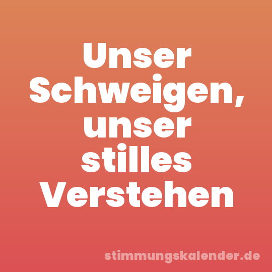 Unser Schweigen, unser stilles Verstehen