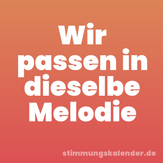 Wir passen in dieselbe Melodie