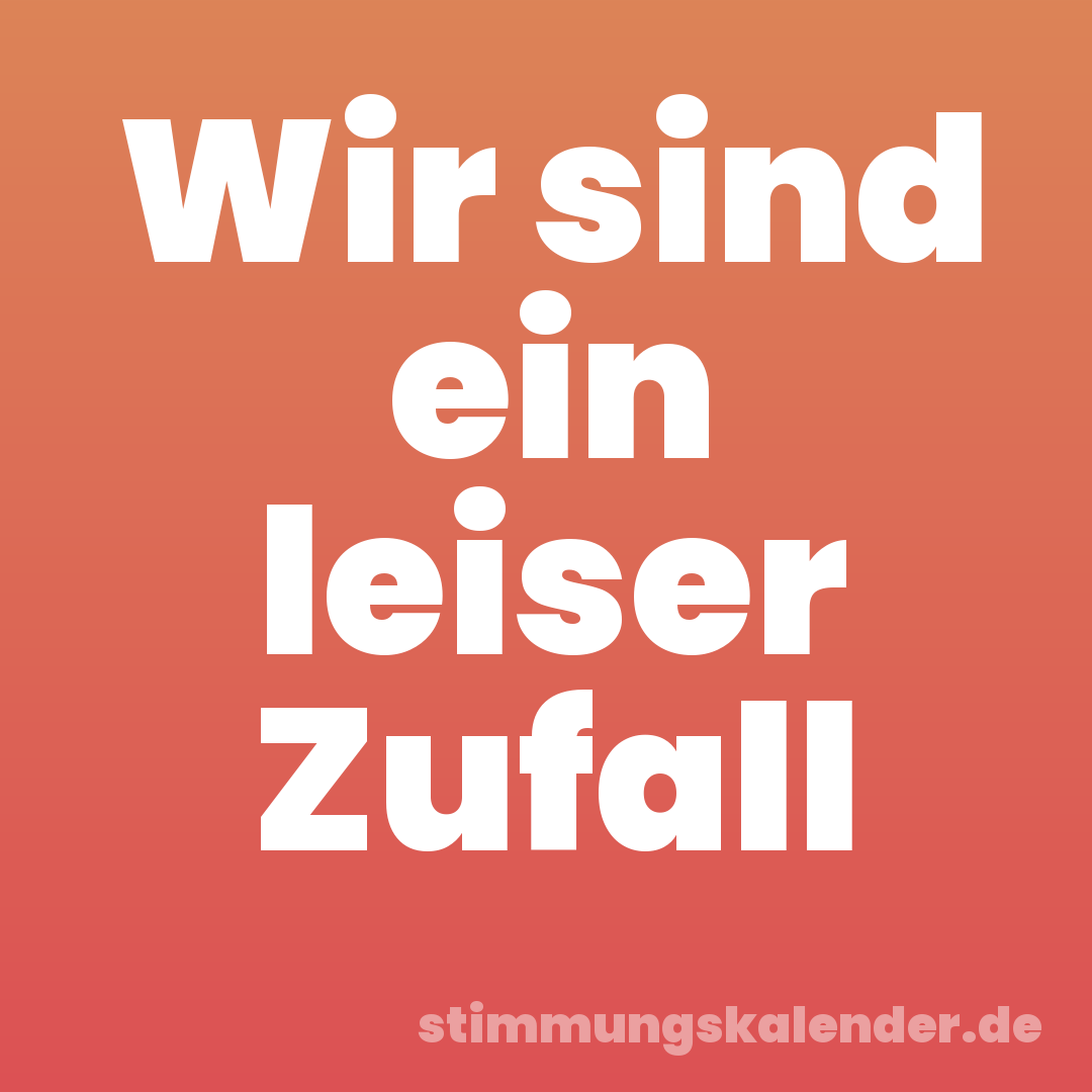 Wir sind ein leiser Zufall