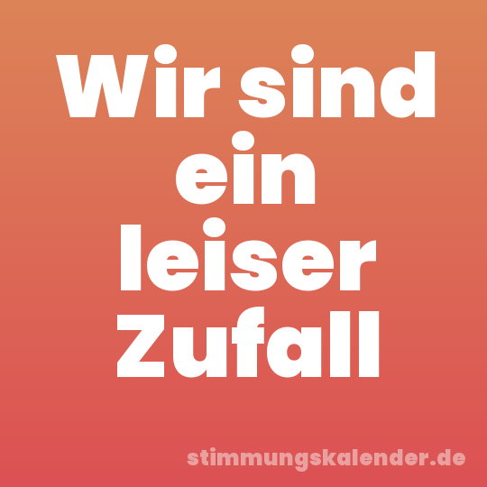 Wir sind ein leiser Zufall