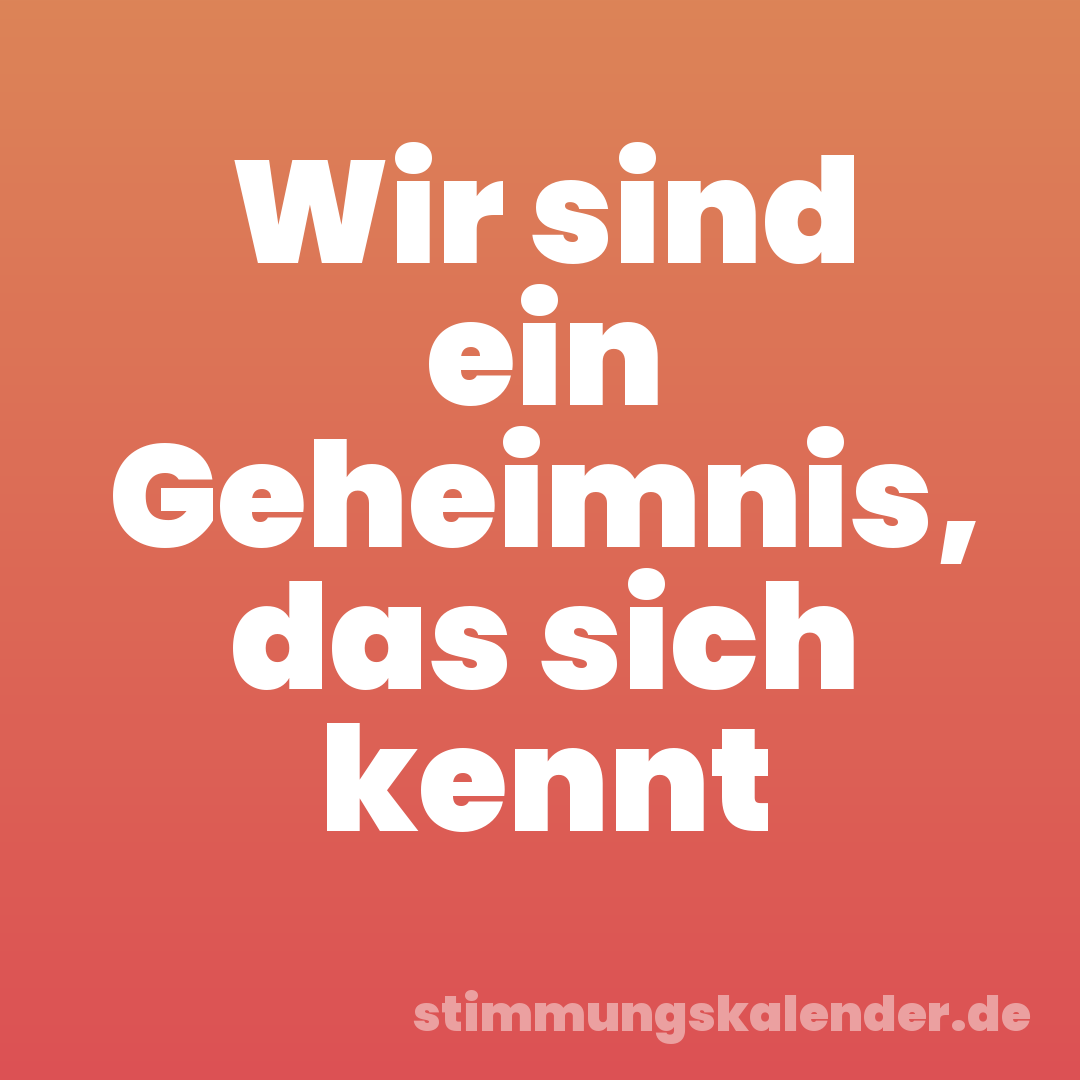 Wir sind ein Geheimnis, das sich kennt