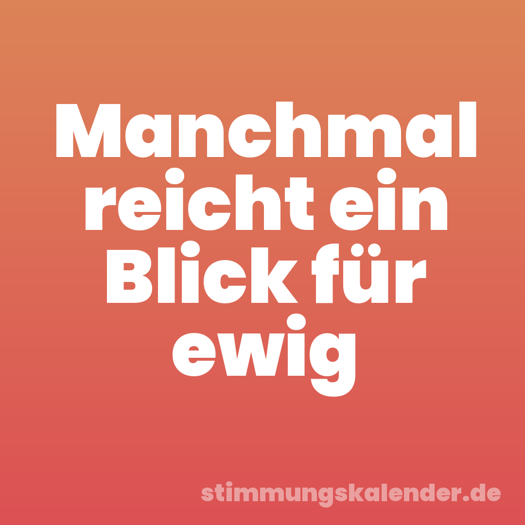 Manchmal reicht ein Blick für ewig