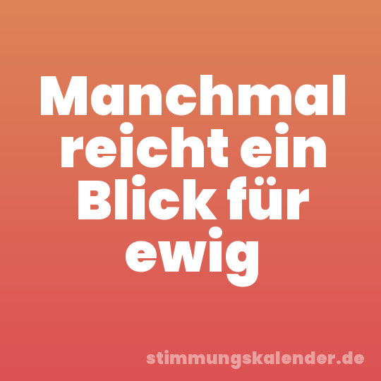 Manchmal reicht ein Blick für ewig