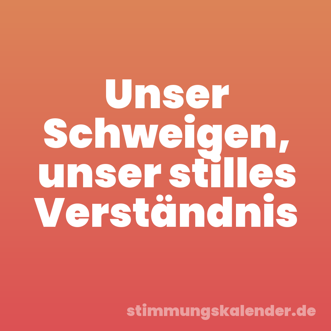 Unser Schweigen, unser stilles Verständnis