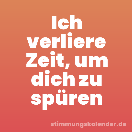 Ich verliere Zeit, um dich zu spüren
