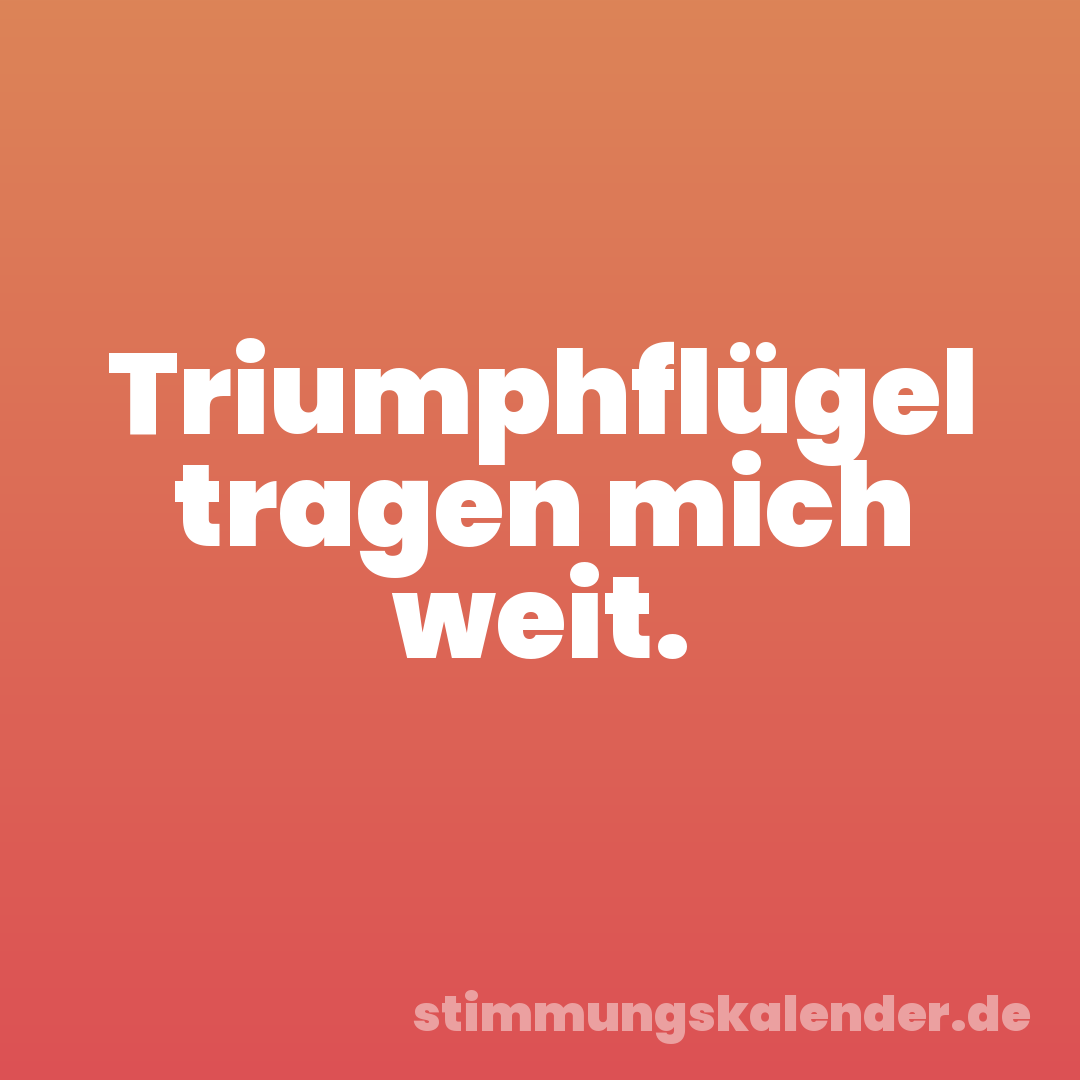 Triumphflügel tragen mich weit.