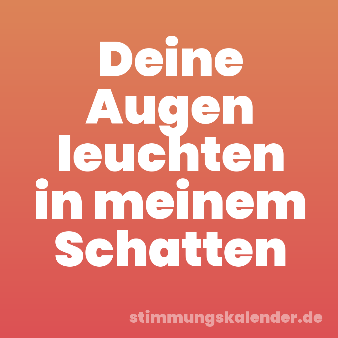 Deine Augen leuchten in meinem Schatten
