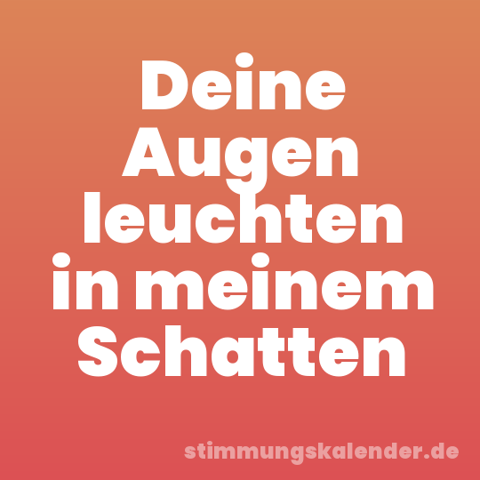 Deine Augen leuchten in meinem Schatten