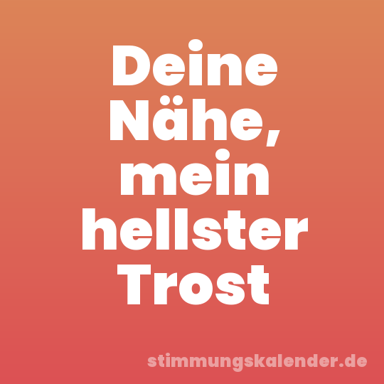 Deine Nähe, mein hellster Trost