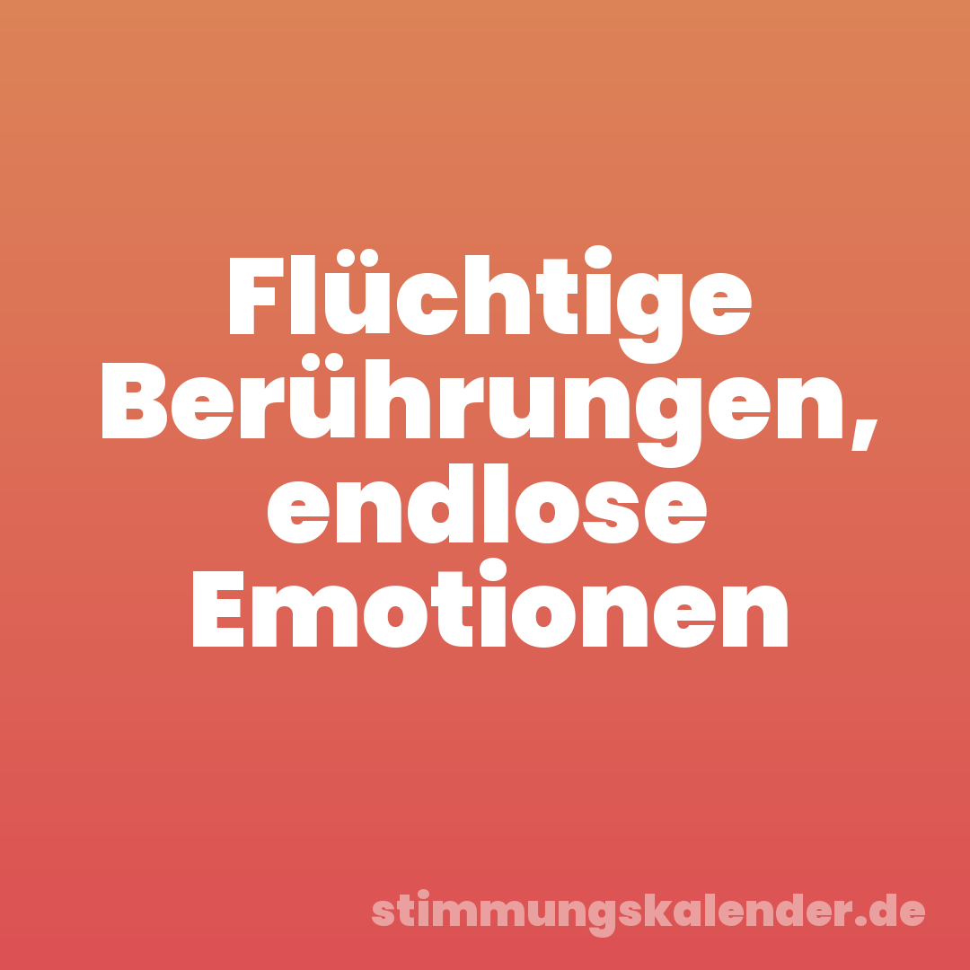 Flüchtige Berührungen, endlose Emotionen