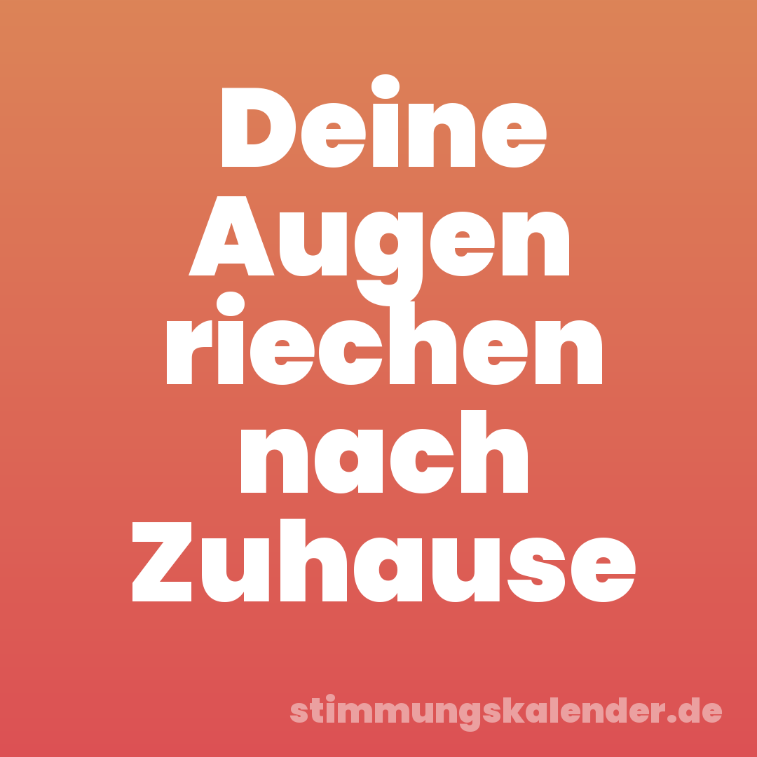 Deine Augen riechen nach Zuhause