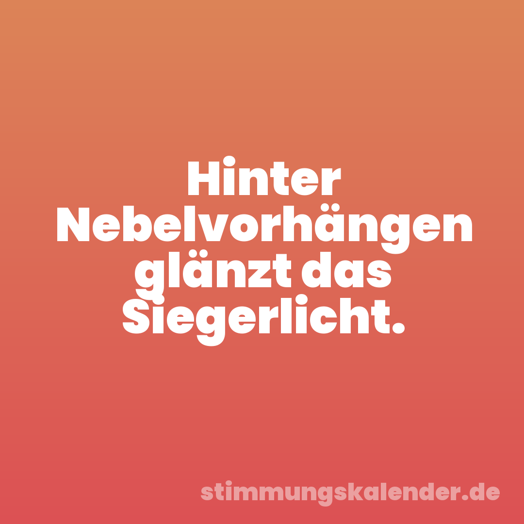 Hinter Nebelvorhängen glänzt das Siegerlicht.