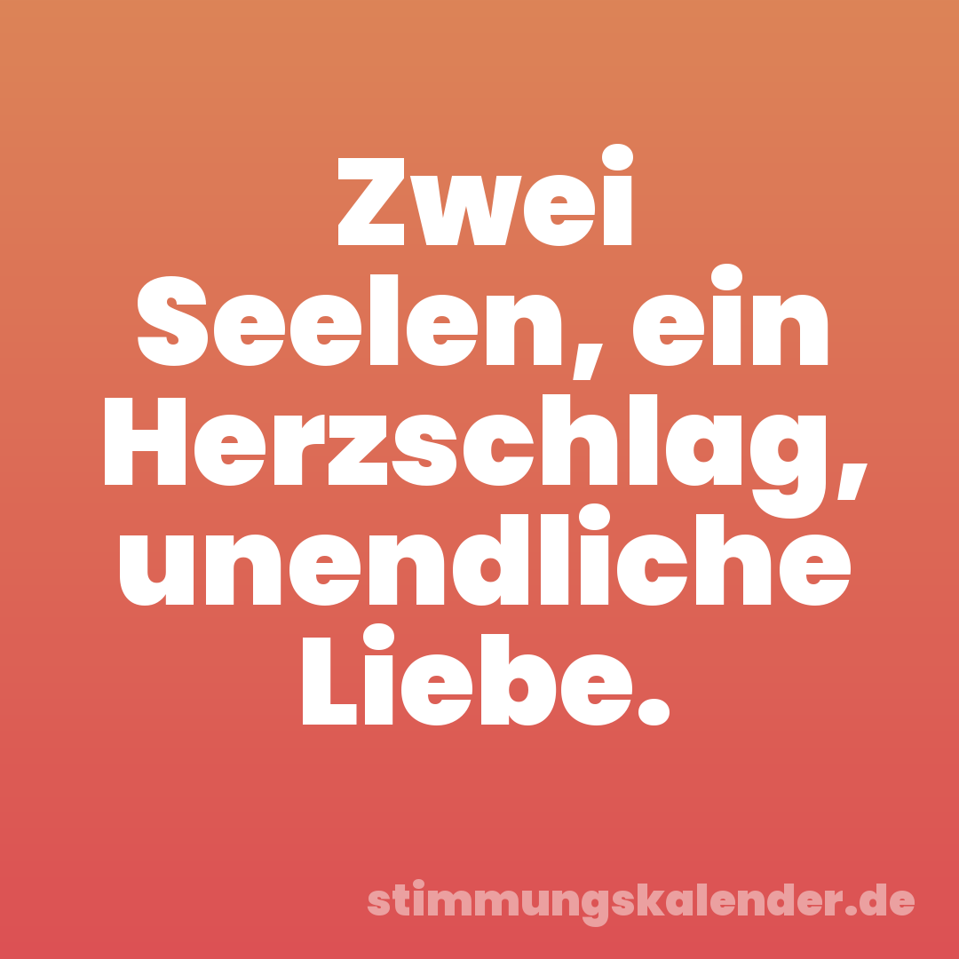 Zwei Seelen, ein Herzschlag, unendliche Liebe.