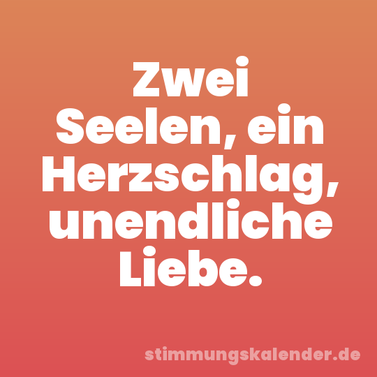 Zwei Seelen, ein Herzschlag, unendliche Liebe.