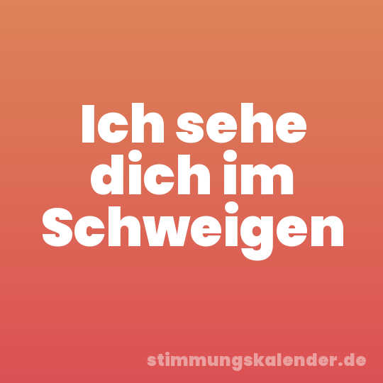 Ich sehe dich im Schweigen