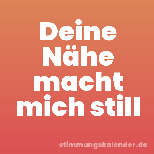 Deine Nähe macht mich still