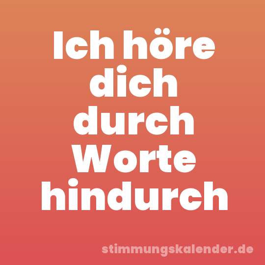 Ich höre dich durch Worte hindurch