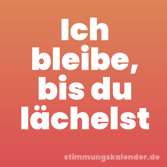 Ich bleibe, bis du lächelst