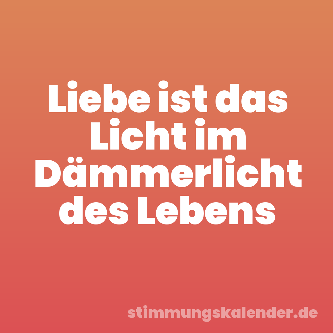 Liebe ist das Licht im Dämmerlicht des Lebens