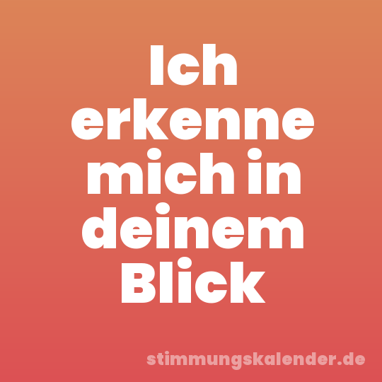 Ich erkenne mich in deinem Blick