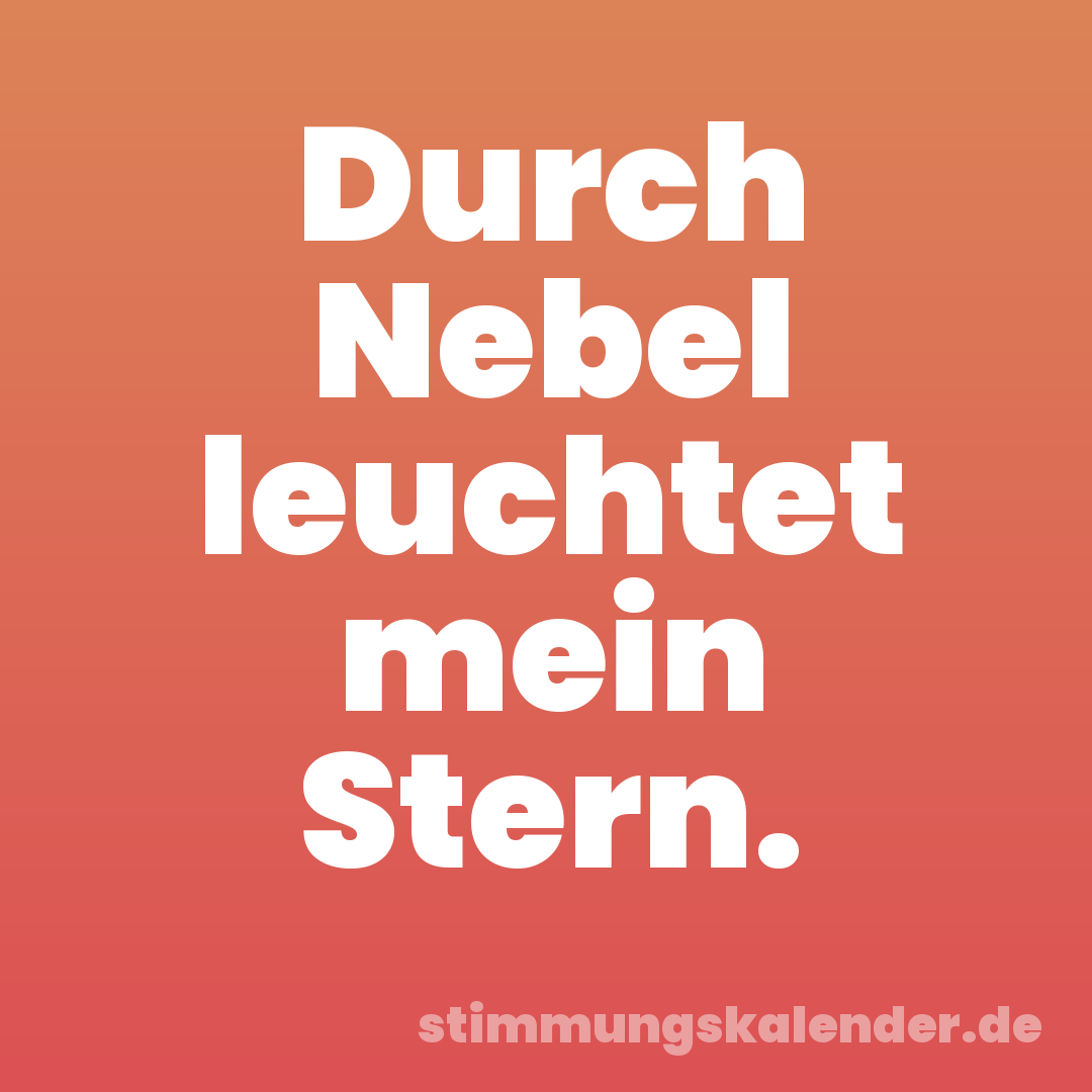 Durch Nebel leuchtet mein Stern.