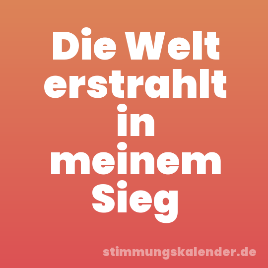 Die Welt erstrahlt in meinem Sieg