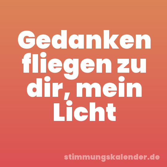 Gedanken fliegen zu dir, mein Licht