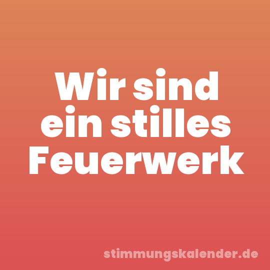 Wir sind ein stilles Feuerwerk