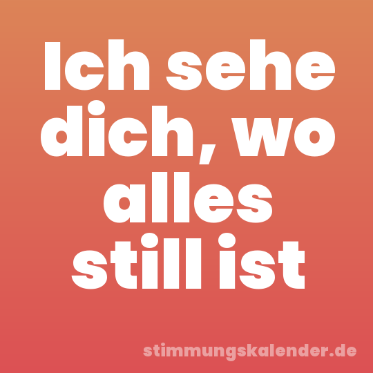 Ich sehe dich, wo alles still ist