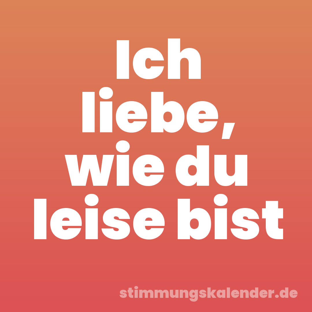 Ich liebe, wie du leise bist