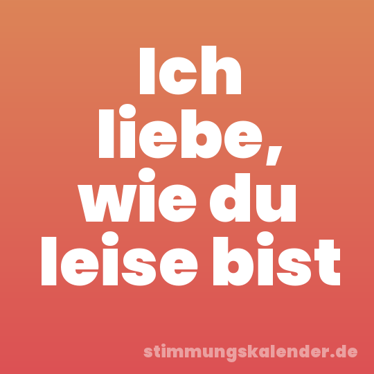 Ich liebe, wie du leise bist