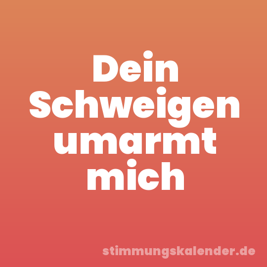 Dein Schweigen umarmt mich