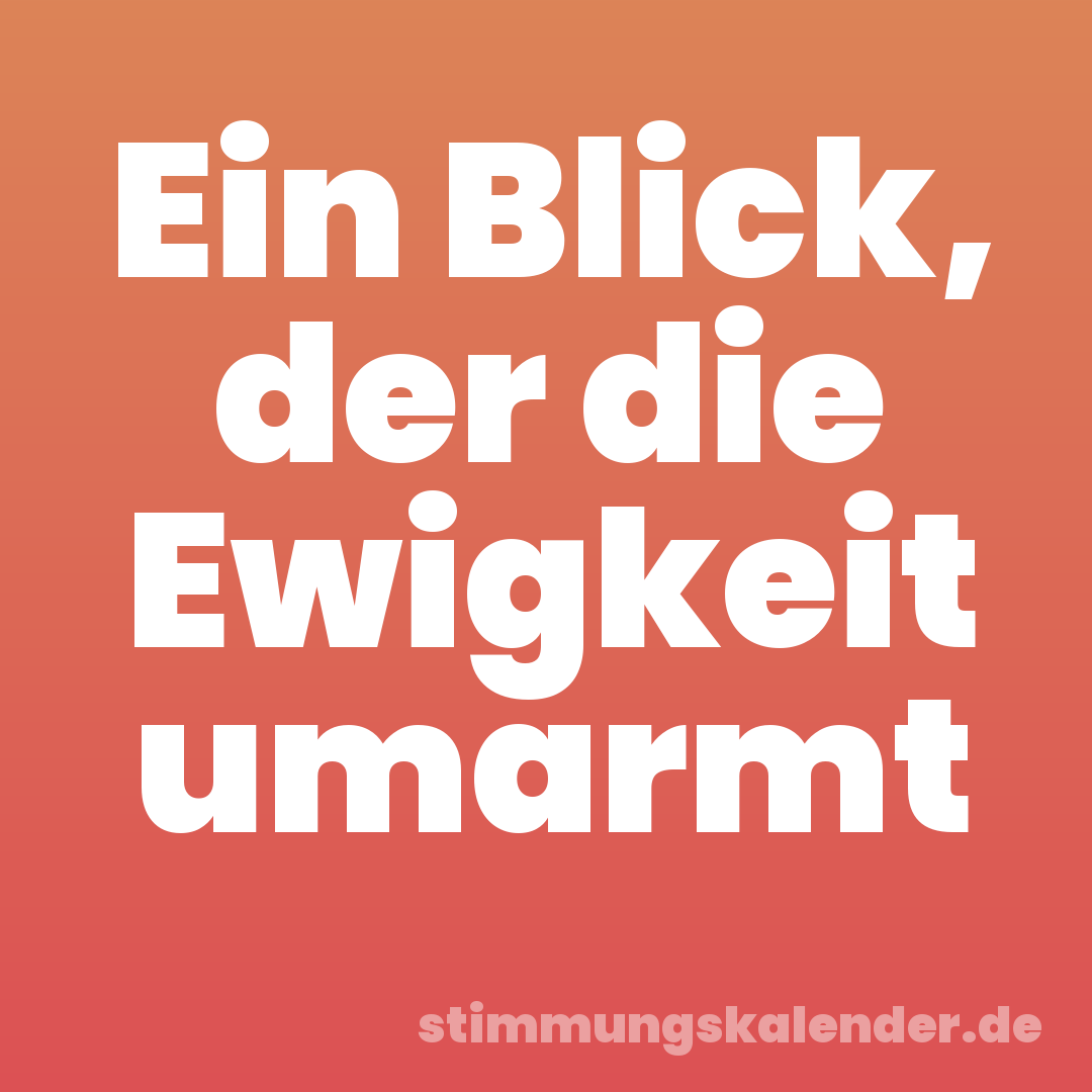 Ein Blick, der die Ewigkeit umarmt