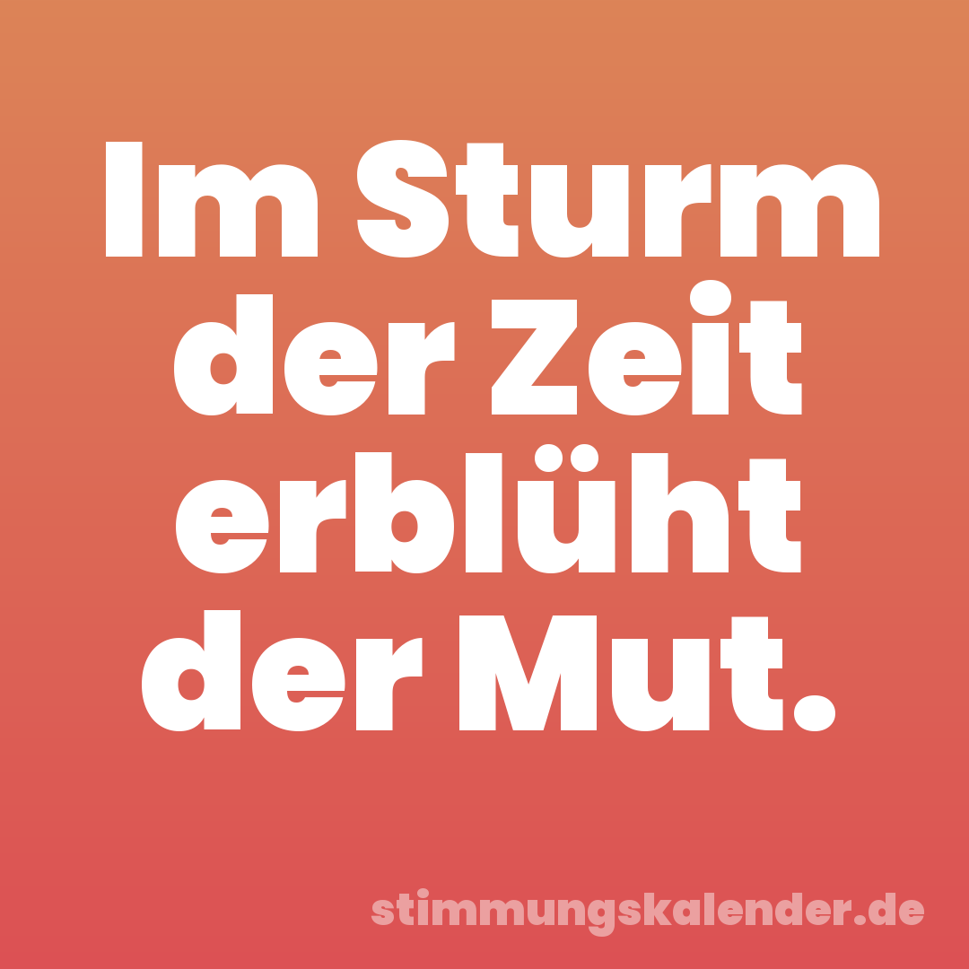 Im Sturm der Zeit erblüht der Mut.
