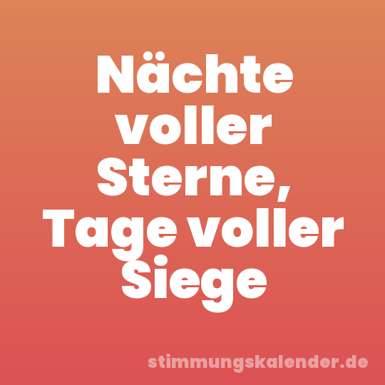 Nächte voller Sterne, Tage voller Siege