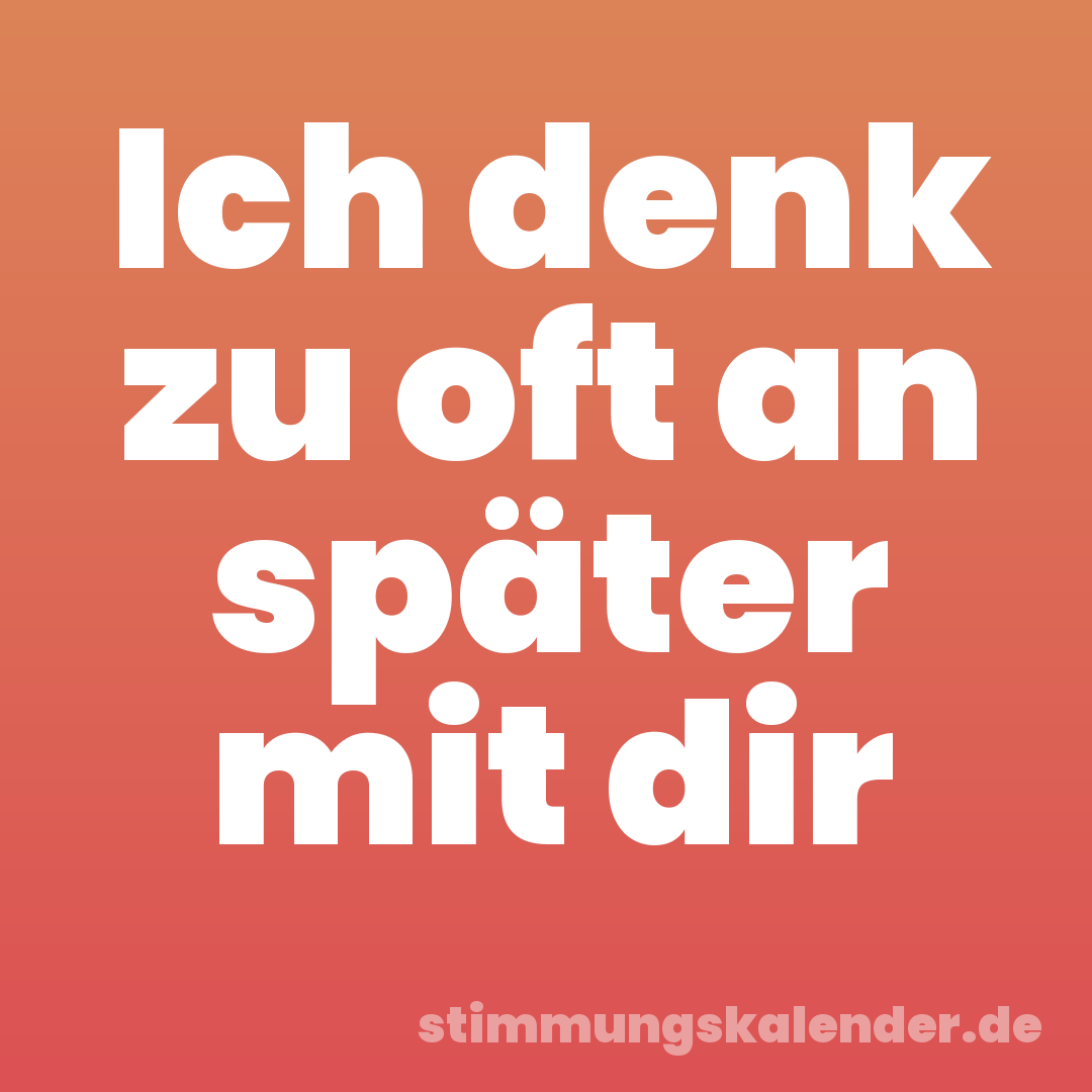 Ich denk zu oft an später mit dir