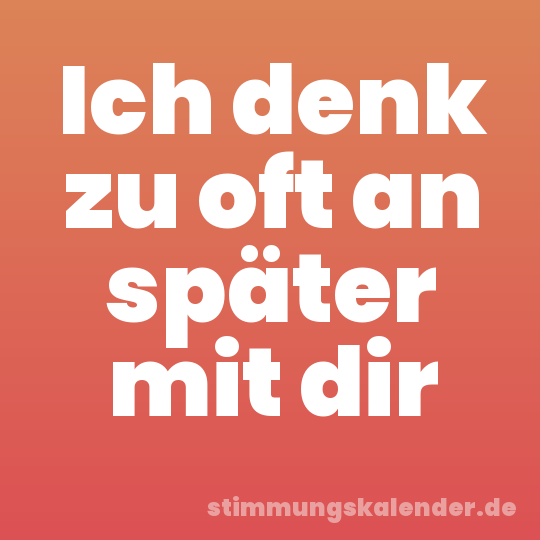 Ich denk zu oft an später mit dir
