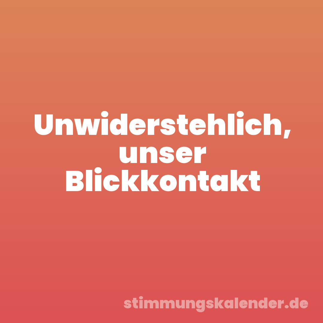 Unwiderstehlich, unser Blickkontakt