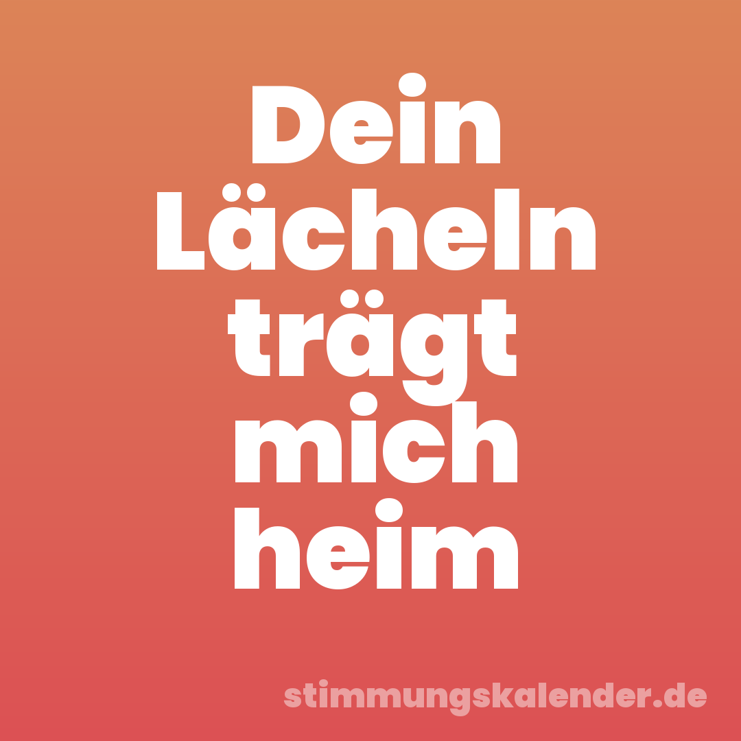 Dein Lächeln trägt mich heim