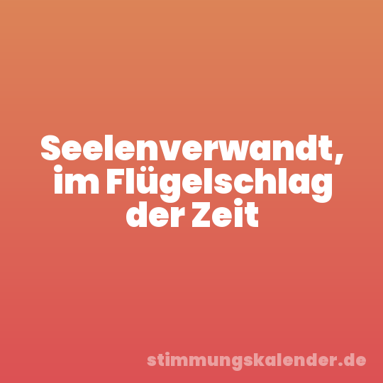 Seelenverwandt, im Flügelschlag der Zeit