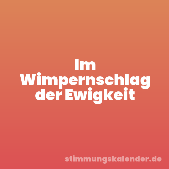 Im Wimpernschlag der Ewigkeit